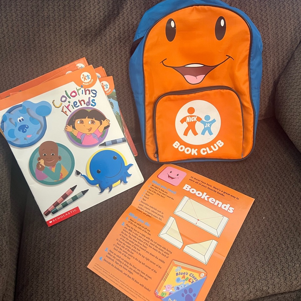 Vintage 90’s Nick Jr. Book Club Backpack with Lot of 7 Books Plus Play Pamphlet - Picture 3 of 15